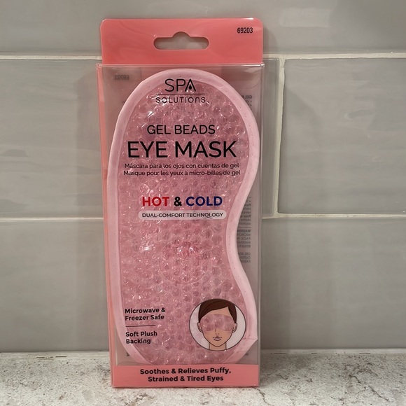 Spa Eye Mask Gel Beads HOT & COLD Super Soft Plush backing adjustable band sleep - Picture 1 of 8